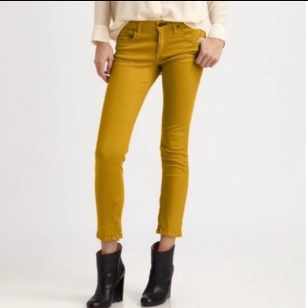 Rag & Bone Zipper Capri Skinny Jeans Yellow 25